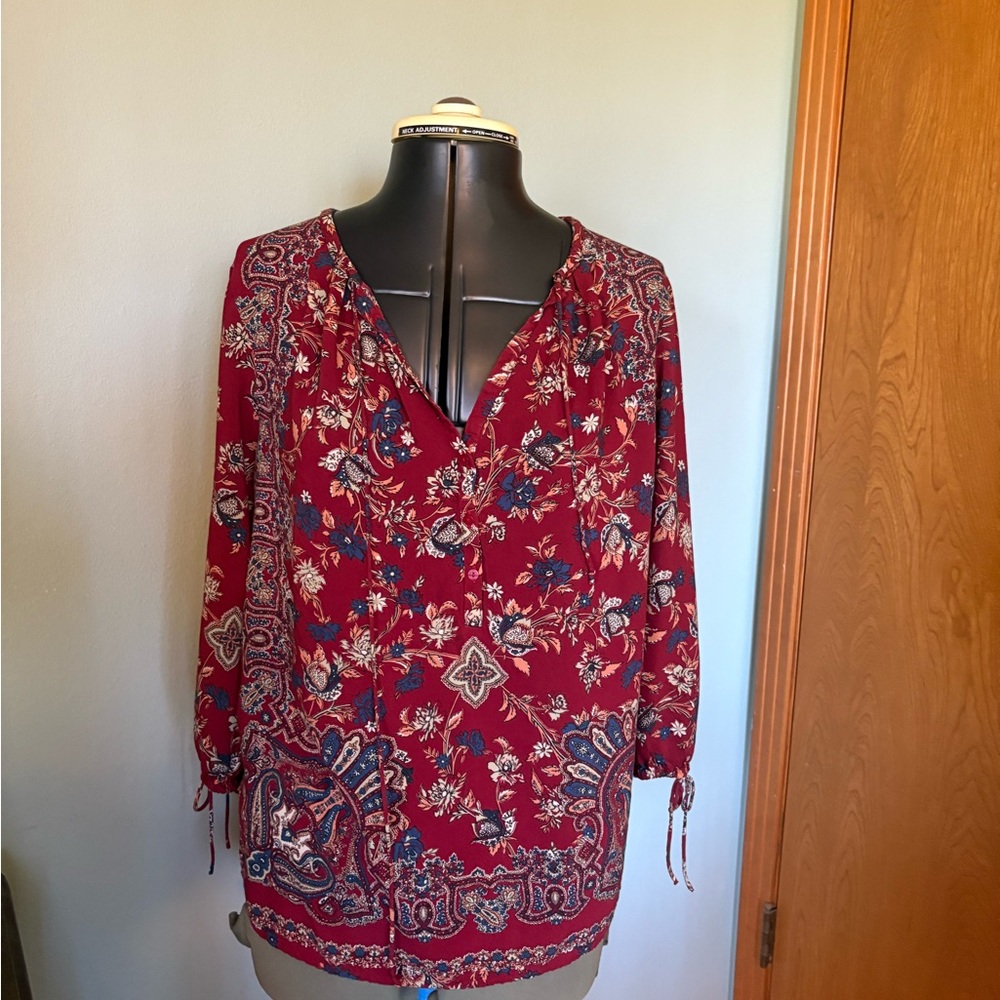 Lucky Brand Red Floral Blouse